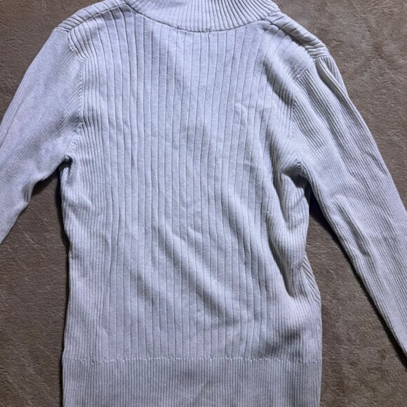 Jeanne Pierre Women Medium Cream 1/4 Zip Long Sleeve Pullover Cotton Sweater (W) - Picture 6 of 6